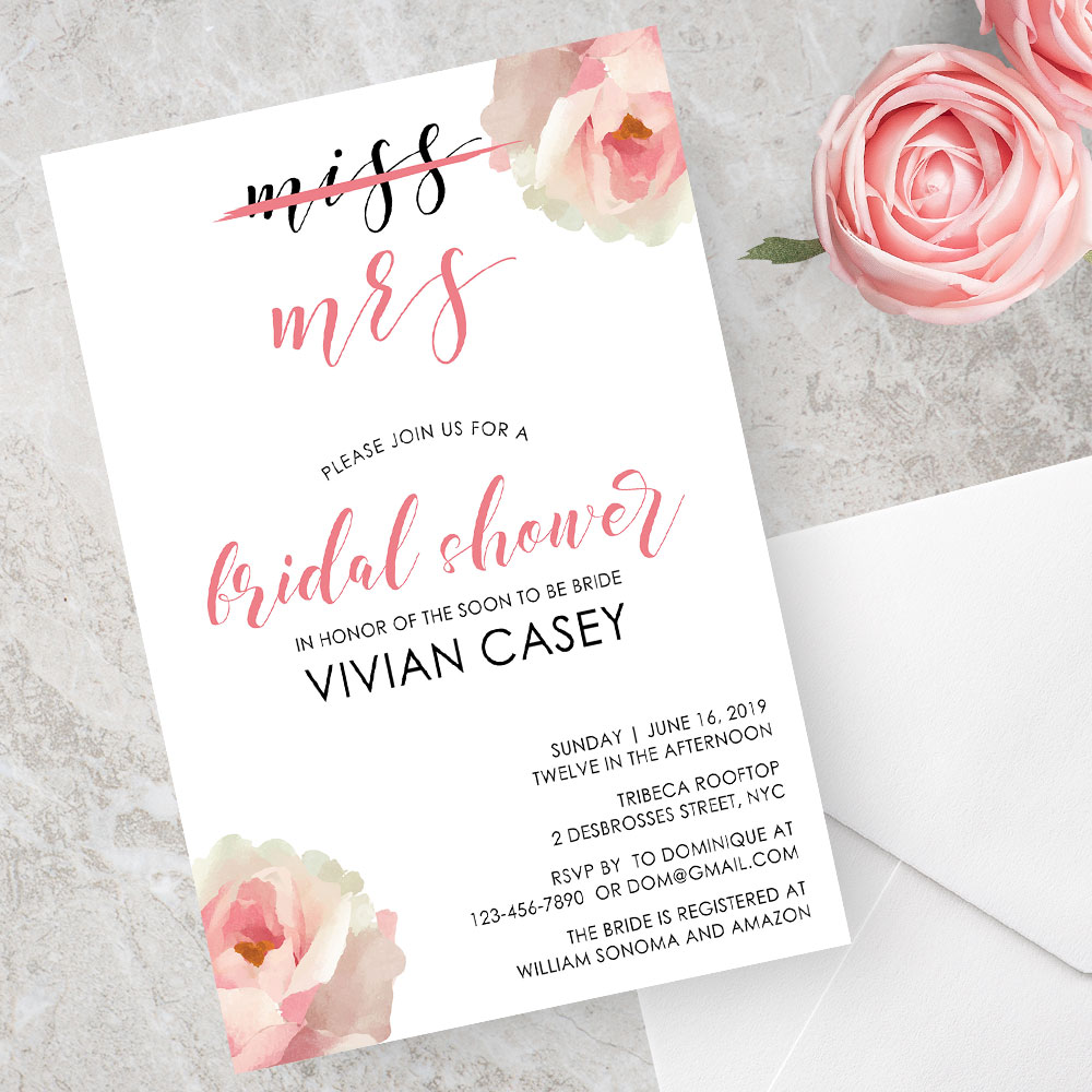 Oklahoma City Wedding Shower Floral Invitation