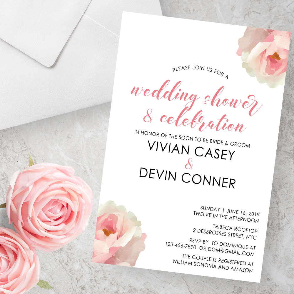 Oklahoma City Wedding Shower Floral Invitation